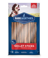 Barkworthies Beef Gullet Stick 6-Inch packaging shows a protein-rich treat for rewards.
