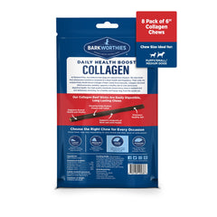 Barkworthies Collagen Sticks 6inch closeup texture highlights durability for power chewers