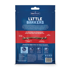 Barkworthies Little Barkers Beef Sticks with Collagen close-up highlighting chew texture for dental health support.