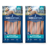 Barkworthies odor-free bully sticks 2-pack packaging offering long-lasting, mess-free chews.