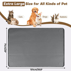 Bartuke cat food mat non-slip surface keeps bowls steady during meals.