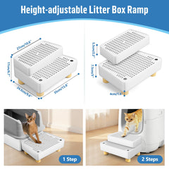 Bartuke cat litter box step ramp with wooden feet stabilizes on floors