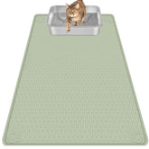 Bartuke Cat Litter Mat 40x28 Green captures spilled litter for cleaner floors.