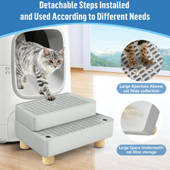 Bartuke cat litter ramp wooden feet close up shows sturdy anti slip support