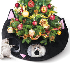 Baseola cat tunnel bed shows 32 inch dimensions for spacious indoor play and rest