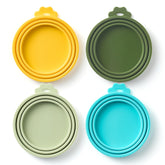 Basic Haus universal can covers on a dog food can seal in freshness.