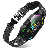 Bassflows dog bark collar front view shows a sleek design for discreet training.