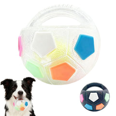 Baysea Mellow dog calming ball with handle front view for easy throwing and fetch.