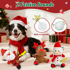 Close-up of BBeary squeaker in Christmas dog toy for sound rewards