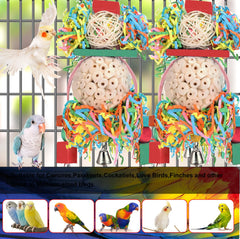 BBjinronjy bird toy with crinkle paper ready for shredding and enrichment.