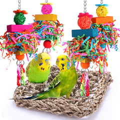 BBjinronjy parakeet toys seagrass hammock for engaging, safe playtime