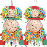 BBjinronjy sola ball hanging closeup shows safe foraging and beak exercise.