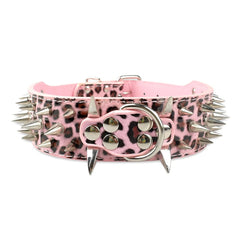 Bbmmayy Leather Dog Collar spiked closeup showing protective design for daily walks