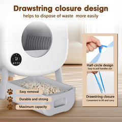 BCHARYA drawstring closure demonstrates quick, hygienic disposal and odor control