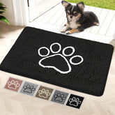 Bcoimo dog door mat top view demonstrates plush surface for moisture and dirt absorption.