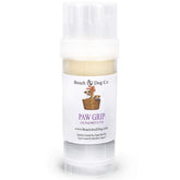 Beach & Dog Co Paw Grip label close-up highlighting natural wax for paw protection.