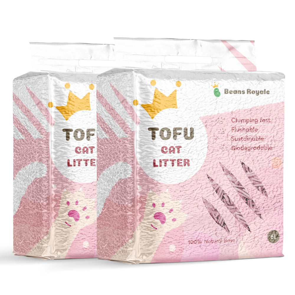 Beans Royale tofu cat litter pack-front shows two-pack convenience for extended use.