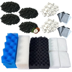 Beaufan 38-pack filter media kit contents ready for Fluval upgrade and maintenance.