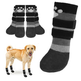 BEAUTYZOO anti-slip dog socks on hardwood floor demonstrate traction and paw protection.