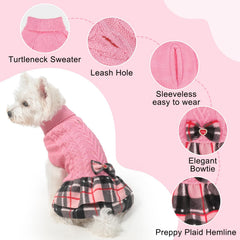 BEAUTYZOO Cable-knit dog sweater back detail enhances snug fit and durable construction