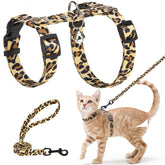 BEAUTYZOO cat harness escape-proof leopard print for outdoor safety and visibility