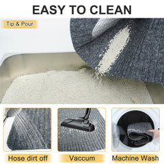 BEAUTYZOO cat litter mat non-slip base stays put during busy cat activity