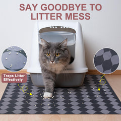 BEAUTYZOO cat litter mat waterproof backing protects floors from spills.