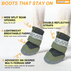 BEAUTYZOO dog boots with reflective straps for safer evening walks
