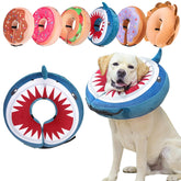 BEAUTYZOO dog cone alternative in shark blue, XL, prevents licking during recovery.