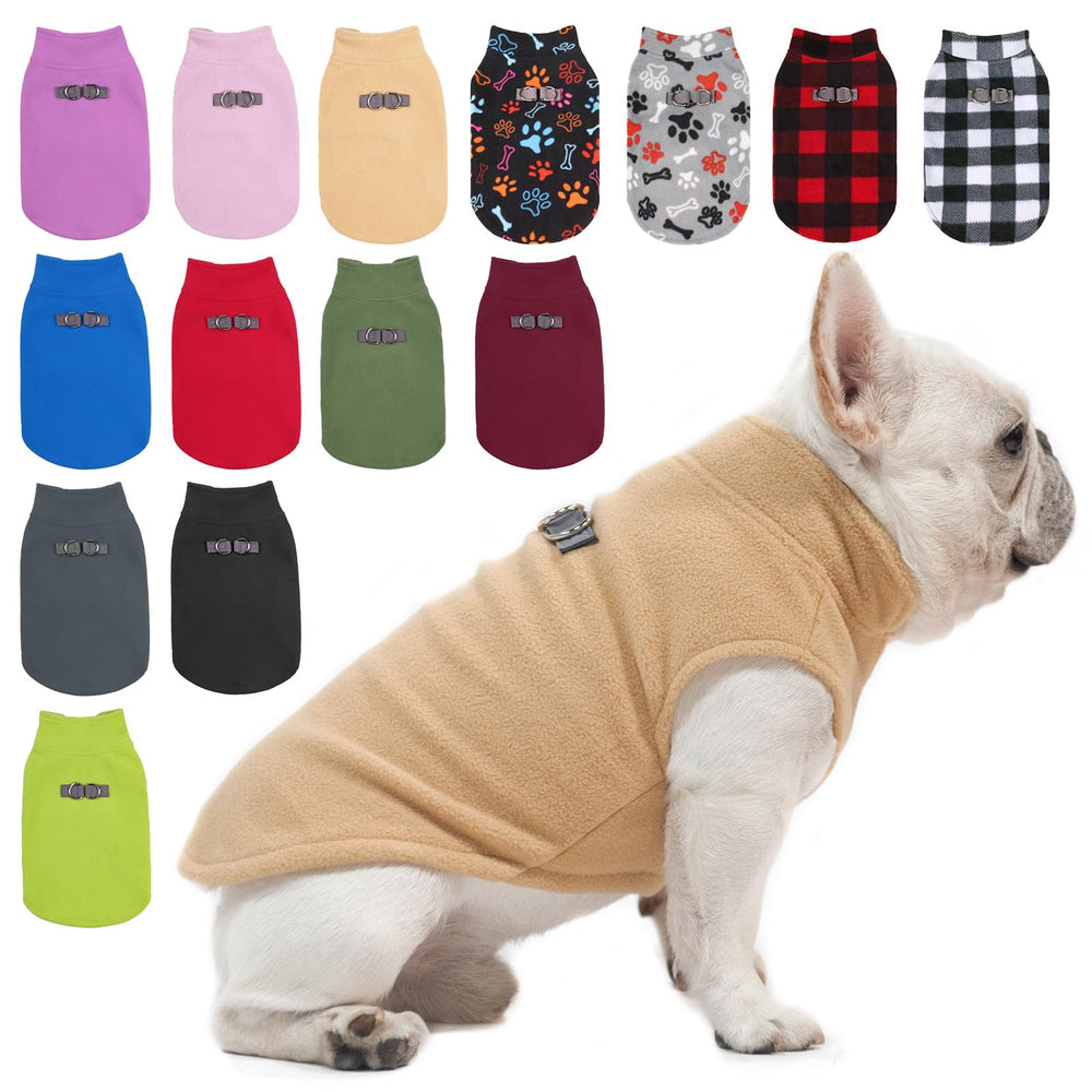 BEAUTYZOO dog fleece vest front view highlights warm, machine-washable design for cold days.