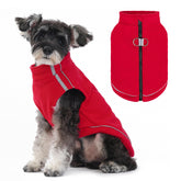 BEAUTYZOO Dog Fleece Vest red front view with easy zip-up for chilly walks