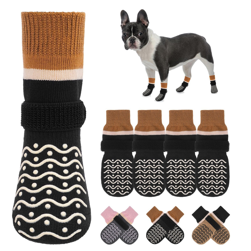 Beautyzoo dog socks with grippers on floor improve traction for confident indoor walks.