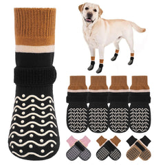 BEAUTYZOO Dog Socks pack shows sizes for precise paw fit across breeds.
