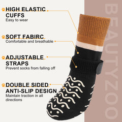 BEAUTYZOO Dog Socks secure-fit for senior dogs with adjustable straps.