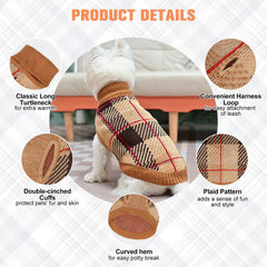 BEAUTYZOO Knitted Pullover Dog Sweater plaid pattern close-up emphasizes vibrant multi-color design.