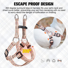 BEAUTYZOO No Pull harness beige double D-ring closeup for secure leash attachment.