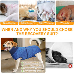 Beautyzoo Recovery Suit blue front view provides full-coverage wound protection