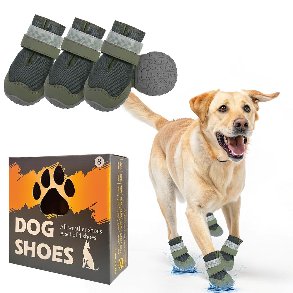 BEAUTYZOO waterproof dog shoes close-up on rugged winter exterior offering moisture protection