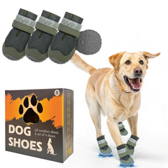 BEAUTYZOO waterproof dog shoes close-up on rugged winter exterior offering moisture protection