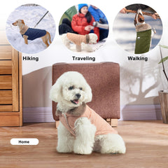 BEAUTYZOO Winter Dog Coat Pink S close-up of outer memory fabric provides windproof protection