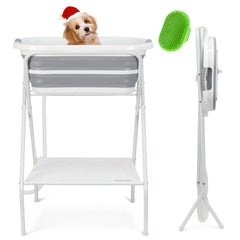 BEBEROAD PETS 2-in-1 dog bath tub setup shows easy assembly for indoor or outdoor bathing