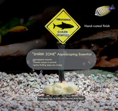 BechKCpro shark caution sign, hand-painted resin adds lifelike reef ambiance