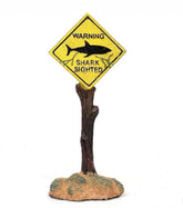 BechKCpro shark warning sign resin, realistic detail enhances underwater theme displays