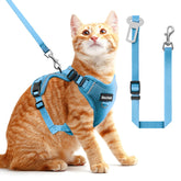 BECHTEL cat harness blue S front view showing secure form for daily walks