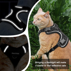 BECHTEL cat harness reflective strips increase visibility for evening walks and dawn outings