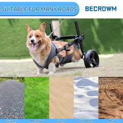 BECROWM dog wheelchair adjustable dimensions for personalized fit