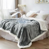 Bedding Aid waterproof queen blanket full view highlights dual-color design for easy styling