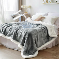 Bedding Aid waterproof queen blanket full view highlights dual-color design for easy styling