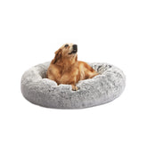Bedfolks Calming Donut Bed 36in light grey, cozy security for large dogs.