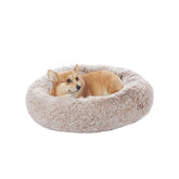 Bedfolks calming donut bed top view shows plush fur and inviting circle design for cozy naps
